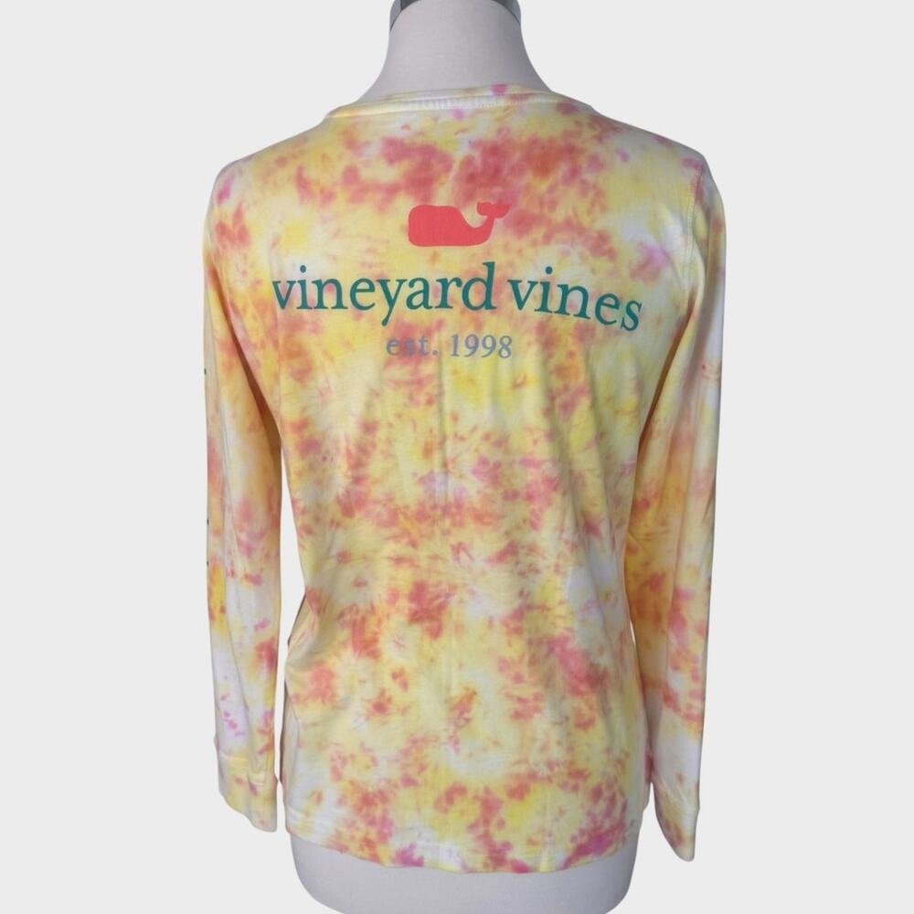 Vineyard Vines Womens XS Yellow Tie Dye Long Sleeve TShirt 100% Cotton - Picture 6 of 9